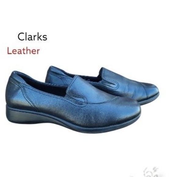 Clarks Leather Slip On May Poppy Black Loafer Casual Dress Oxford Shoe Women 11 - Picture 8 of 8